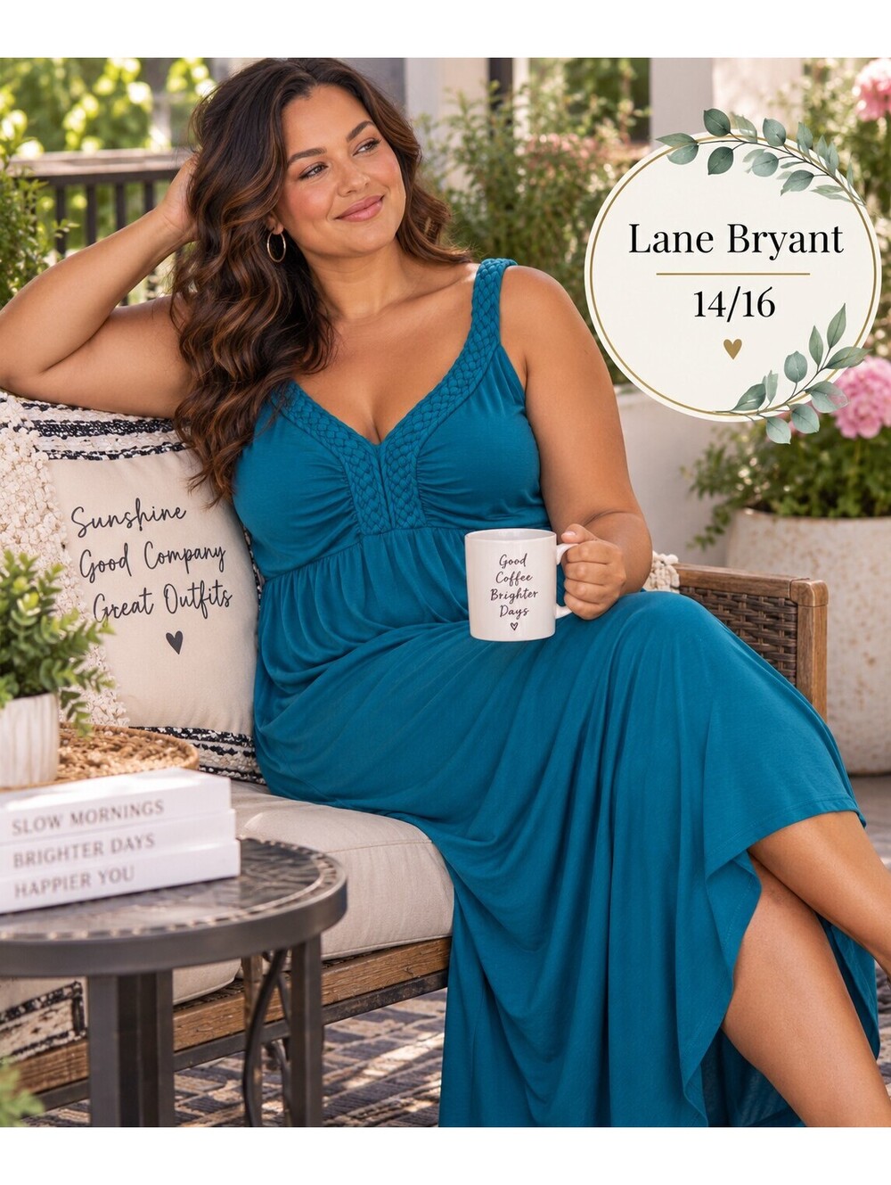 Lane Bryant | 14/16W | Teal Braided Strap Maxi Dress